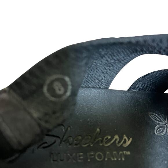 Skechers Black Pier Lite Wedge Knit Sandals Size 8 - Picture 9 of 12